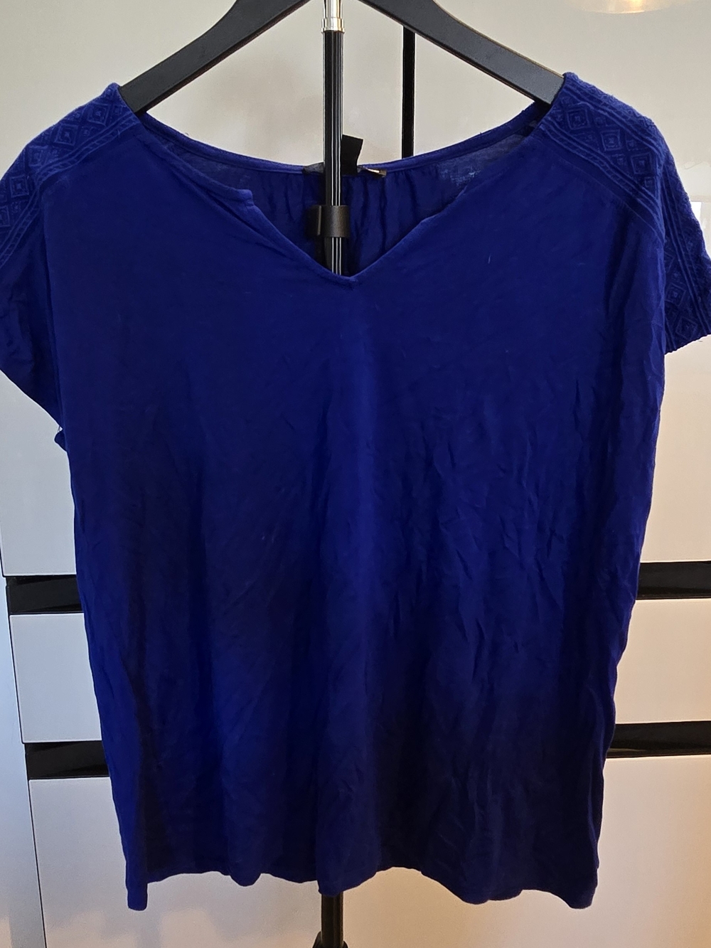 Cable & Gauge Blue Short Sleeve Blouse Size Large